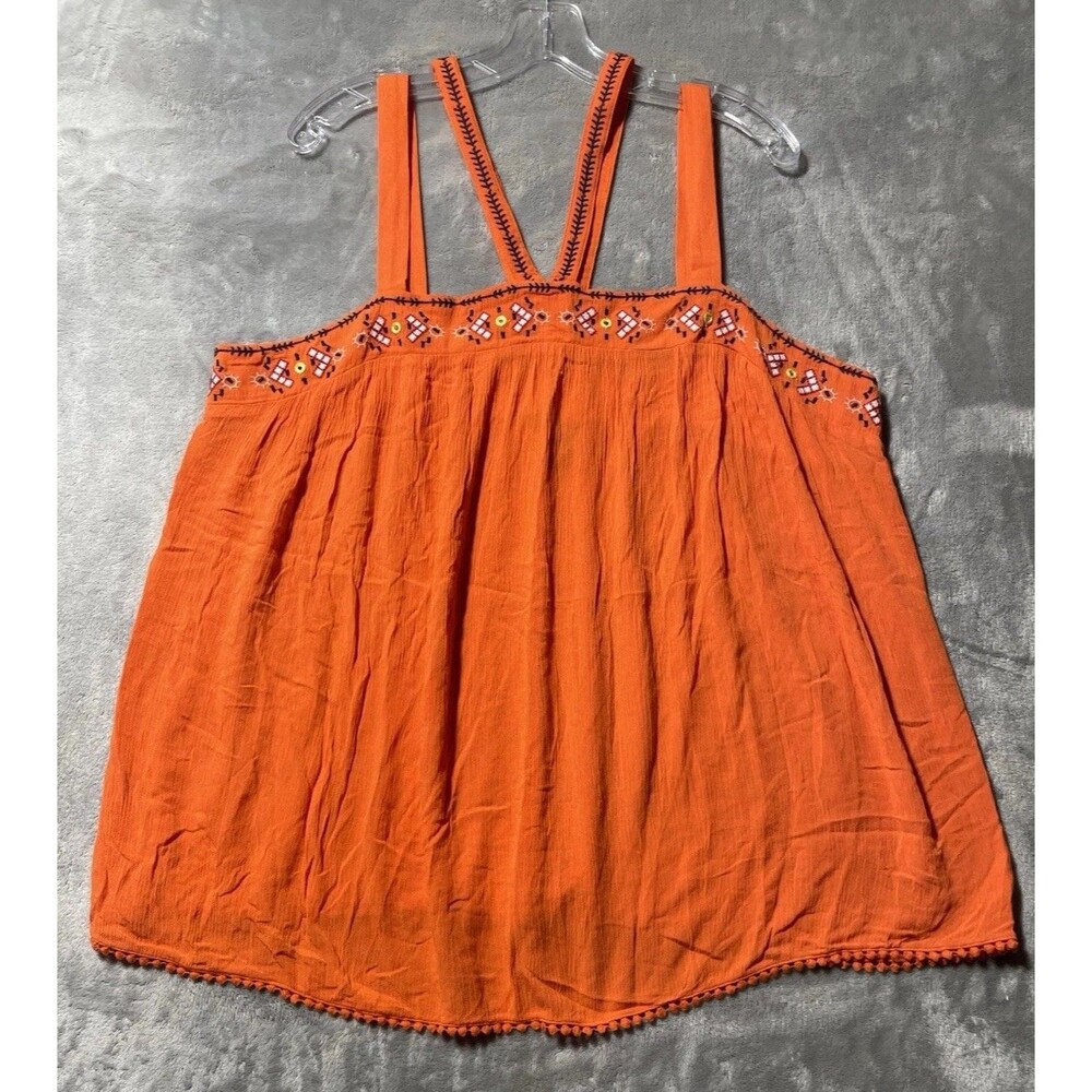 Torrid Women’s  Orange Embellished Flory Relaxed Tank Top Halter-Neck Size 2